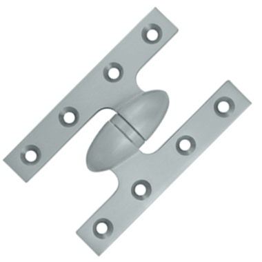 DELTANA 5 Inch x 3 1/4 Inch Solid Brass Olive Knuckle Hinge (Brushed Chrome)