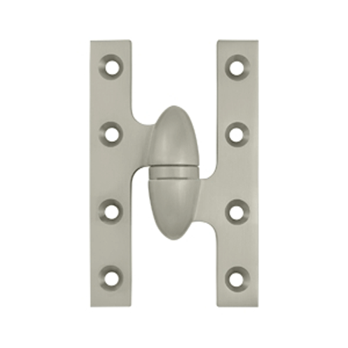 DELTANA 5 Inch x 3 1/4 Inch Solid Brass Olive Knuckle Hinge (Brushed Nickel Finish)