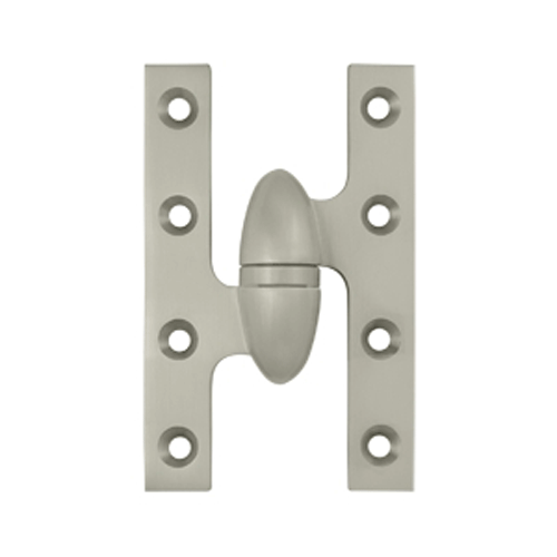 DELTANA 5 Inch x 3 1/4 Inch Solid Brass Olive Knuckle Hinge (Brushed Nickel Finish)