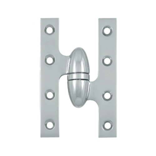 DELTANA 5 Inch x 3 1/4 Inch Solid Brass Olive Knuckle Hinge (Chrome Finish)