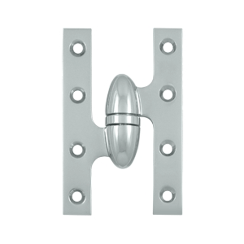 DELTANA 5 Inch x 3 1/4 Inch Solid Brass Olive Knuckle Hinge (Chrome Finish)