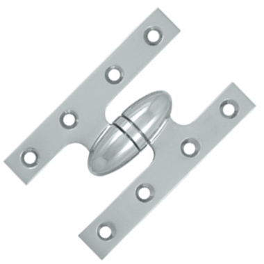 DELTANA 5 Inch x 3 1/4 Inch Solid Brass Olive Knuckle Hinge (Chrome Finish)