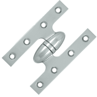 DELTANA 5 Inch x 3 1/4 Inch Solid Brass Olive Knuckle Hinge (Chrome Finish)