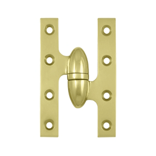 DELTANA 5 Inch x 3 1/4 Inch Solid Brass Olive Knuckle Hinge (Polished Brass Finish)