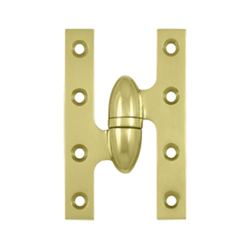 DELTANA 5 Inch x 3 1/4 Inch Solid Brass Olive Knuckle Hinge (Polished Brass Finish)