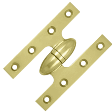 DELTANA 5 Inch x 3 1/4 Inch Solid Brass Olive Knuckle Hinge (Polished Brass Finish)