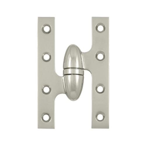 DELTANA 5 Inch x 3 1/4 Inch Solid Brass Olive Knuckle Hinge (Polished Nickel Finish)