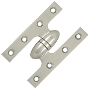 DELTANA 5 Inch x 3 1/4 Inch Solid Brass Olive Knuckle Hinge (Polished Nickel Finish)