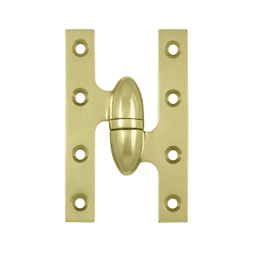 DELTANA 5 Inch x 3 1/4 Inch Solid Brass Olive Knuckle Hinge (Unlacquered Brass Finish)