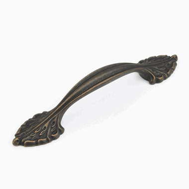 SCHAUB 6 1/2 Inch (3 3/4 Inch c-c) Corinthian Cabinet Pull (Ancient Bronze Finish)