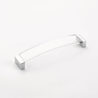 SCHAUB 6 5/8 Inch (6 1/4 Inch c-c) Positano Arched Clear Pull (Polished Chrome Finish)