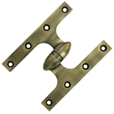 DELTANA 6 Inch x 4 1/2 Inch Solid Brass Olive Knuckle Hinge (Antique Brass Finish)