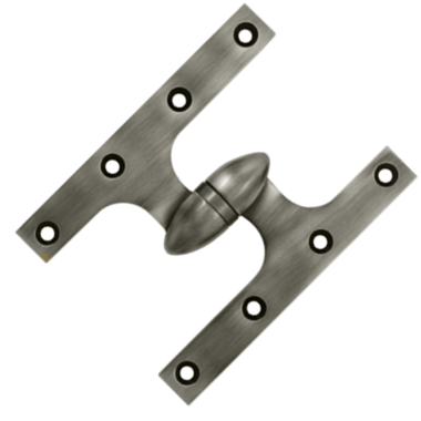 DELTANA 6 Inch x 4 1/2 Inch Solid Brass Olive Knuckle Hinge (Antique Nickel Finish)