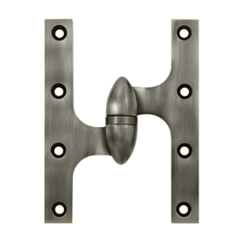 DELTANA 6 Inch x 4 1/2 Inch Solid Brass Olive Knuckle Hinge (Antique Nickel Finish)