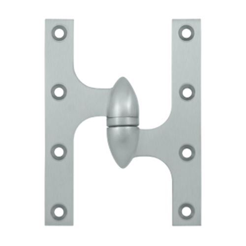 DELTANA 6 Inch x 4 1/2 Inch Solid Brass Olive Knuckle Hinge (Brushed Chrome)