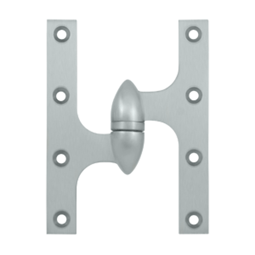 DELTANA 6 Inch x 4 1/2 Inch Solid Brass Olive Knuckle Hinge (Brushed Chrome Finish)