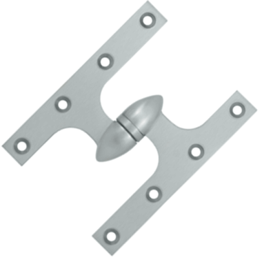 DELTANA 6 Inch x 4 1/2 Inch Solid Brass Olive Knuckle Hinge (Brushed Chrome Finish)