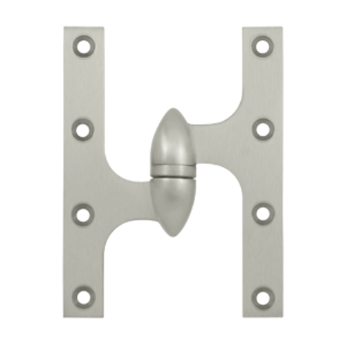 6 Inch x 4 1/2 Inch Solid Brass Olive Knuckle Hinge (Brushed Nickel Finish) DELTANA