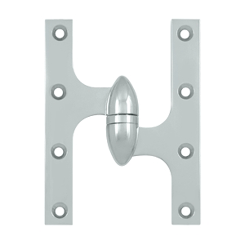 DELTANA 6 Inch x 4 1/2 Inch Solid Brass Olive Knuckle Hinge (Chrome Finish)