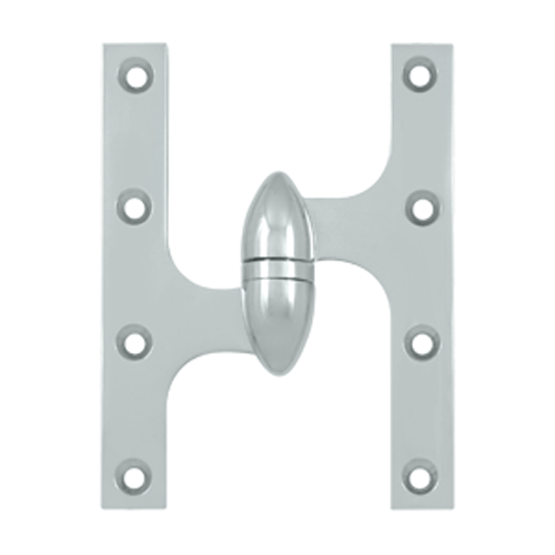 DELTANA 6 Inch x 4 1/2 Inch Solid Brass Olive Knuckle Hinge (Chrome Finish)