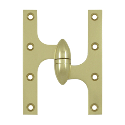 DELTANA 6 Inch x 4 1/2 Inch Solid Brass Olive Knuckle Hinge (Polished Brass Finish)