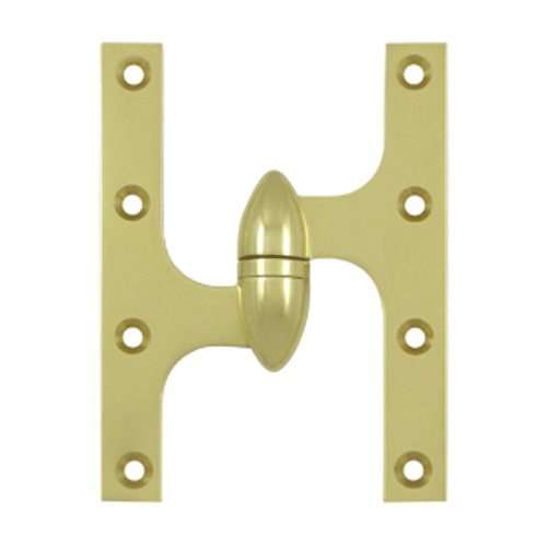 DELTANA 6 Inch x 4 1/2 Inch Solid Brass Olive Knuckle Hinge (Polished Brass Finish)