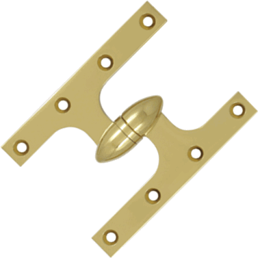 DELTANA 6 Inch x 4 1/2 Inch Solid Brass Olive Knuckle Hinge (PVD Finish)