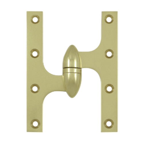 DELTANA 6 Inch x 4 1/2 Inch Solid Brass Olive Knuckle Hinge (Unlacquered Brass Finish)