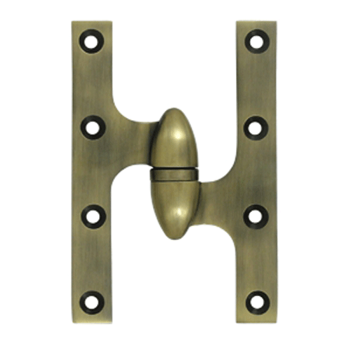 DELTANA 6 Inch x 4 Inch Solid Brass Olive Knuckle Hinge (Antique Brass Finish)