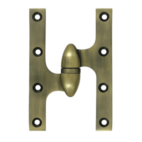 DELTANA 6 Inch x 4 Inch Solid Brass Olive Knuckle Hinge (Antique Brass Finish)