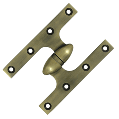 DELTANA 6 Inch x 4 Inch Solid Brass Olive Knuckle Hinge (Antique Brass Finish)