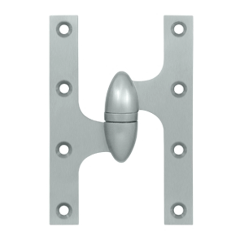 DELTANA 6 Inch x 4 Inch Solid Brass Olive Knuckle Hinge Brushed Chrome Finish