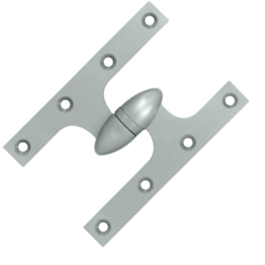 DELTANA 6 Inch x 4 Inch Solid Brass Olive Knuckle Hinge Brushed Chrome Finish