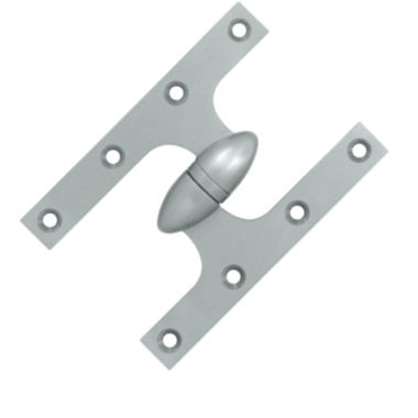 DELTANA 6 Inch x 4 Inch Solid Brass Olive Knuckle Hinge Brushed Chrome Finish