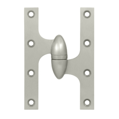 DELTANA 6 Inch x 4 Inch Solid Brass Olive Knuckle Hinge Brushed Nickel Finish