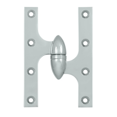 DELTANA 6 Inch x 4 Inch Solid Brass Olive Knuckle Hinge (Chrome Finish)