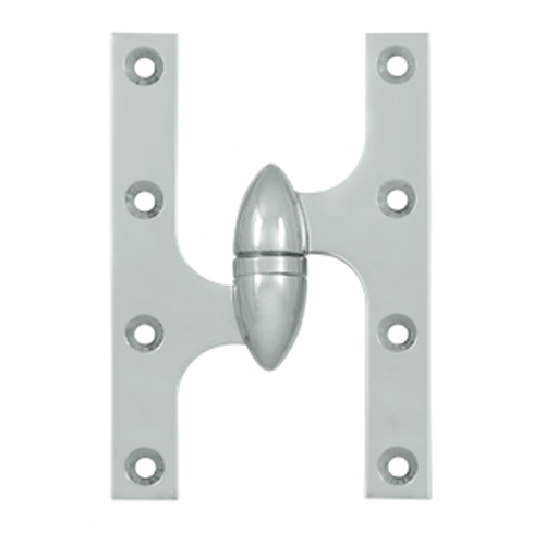 DELTANA 6 Inch x 4 Inch Solid Brass Olive Knuckle Hinge (Chrome Finish)