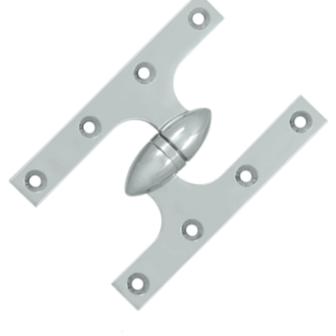 DELTANA 6 Inch x 4 Inch Solid Brass Olive Knuckle Hinge (Chrome Finish)