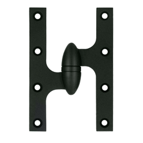 DELTANA 6 Inch x 4 Inch Solid Brass Olive Knuckle Hinge (Paint Black Finish)