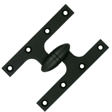 DELTANA 6 Inch x 4 Inch Solid Brass Olive Knuckle Hinge (Paint Black Finish)