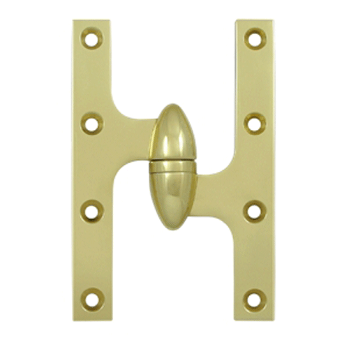 DELTANA 6 Inch x 4 Inch Solid Brass Olive Knuckle Hinge (Polished Brass Finish)