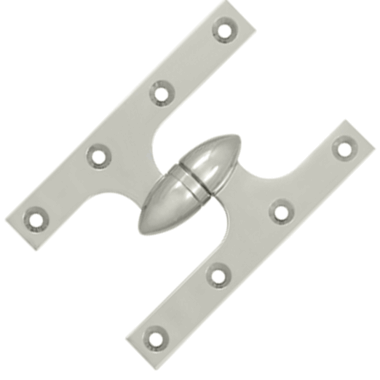 DELTANA 6 Inch x 4 Inch Solid Brass Olive Knuckle Hinge (Polished Nickel Finish)