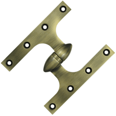 DELTANA 6 Inch x 5 Inch Solid Brass Olive Knuckle Hinge (Antique Brass Finish)