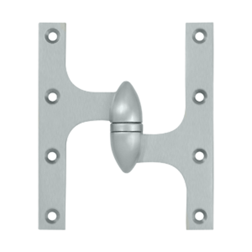 DELTANA 6 Inch x 5 Inch Solid Brass Olive Knuckle Hinge Brushed Chrome Finish