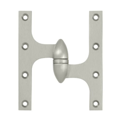 DELTANA 6 Inch x 5 Inch Solid Brass Olive Knuckle Hinge Brushed Nickel Finish