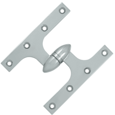 DELTANA 6 Inch x 5 Inch Solid Brass Olive Knuckle Hinge (Chrome Finish)