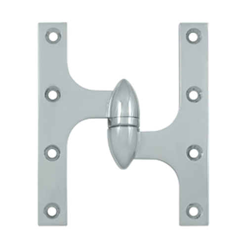 DELTANA 6 Inch x 5 Inch Solid Brass Olive Knuckle Hinge (Chrome Finish)