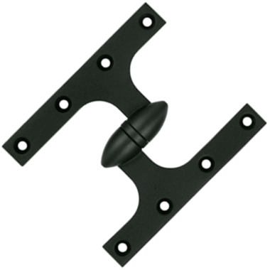 DELTANA 6 Inch x 5 Inch Solid Brass Olive Knuckle Hinge (Paint Black Finish)