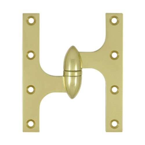 DELTANA 6 Inch x 5 Inch Solid Brass Olive Knuckle Hinge (Polished Brass Finish)