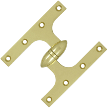 DELTANA 6 Inch x 5 Inch Solid Brass Olive Knuckle Hinge Polished Brass Finish